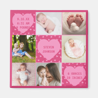 Íman Colagem Personalizada de 6 Fotos de Bebê Recém-Nas