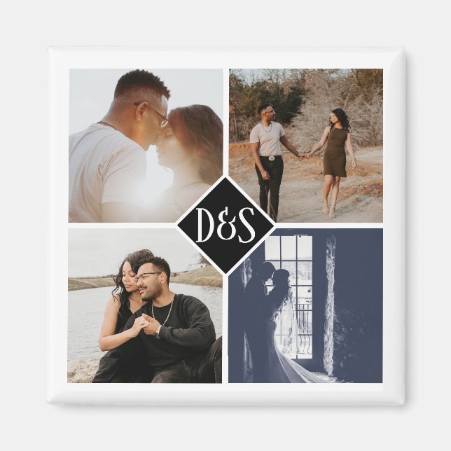 Íman Colagem Personalizada de Fotografias Monogramas 4  (Frente)