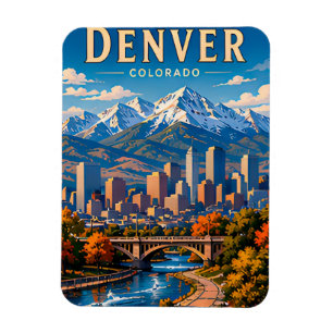 Íman 🌄 Coleção Cidade Montanhosa Denver Colorado