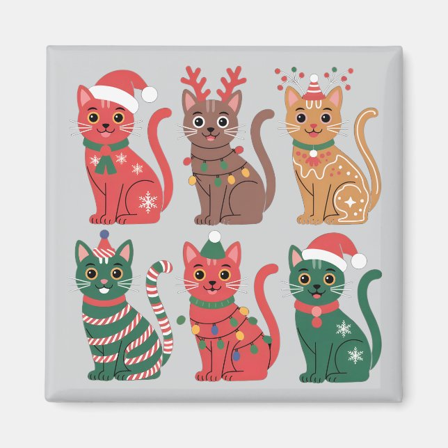 Íman coleção de seis gatos (Frente)