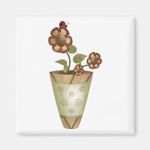 Íman Coleção do jardim · Flores Potted com joaninha