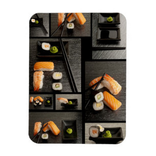 Íman Coleção do sushi no fundo preto