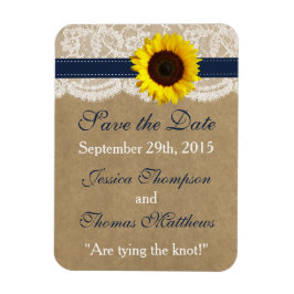 Íman Coleção Kraft, Lace & Sunflower - Marinho