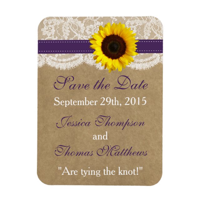 Íman Coleção Kraft, Lace & Sunflower - Roxo (Vertical)