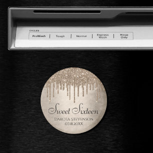 Íman Coletor Dourado Metálico   Champanhe Elegante Doc