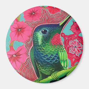 Íman Colibri com petúnias