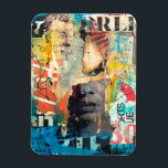 Íman Collage Head<br><div class="desc">Collage Head por Erin Ashley. Apresenta um estilo esbranquiçado com vários recortes de jornal e papel em camadas umas nas outras. | 140547GG</div>