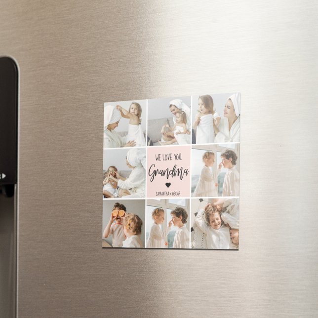 Íman Collage Photo Pink Nós Te Amo Avó Melhor Presente (Criador carregado)