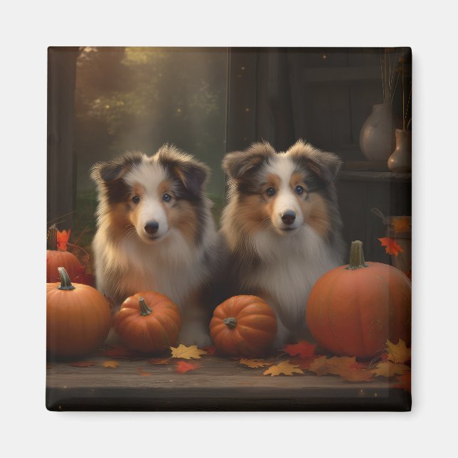 Íman Collie Puppy Autumn Delight Pumpkin (Frente)