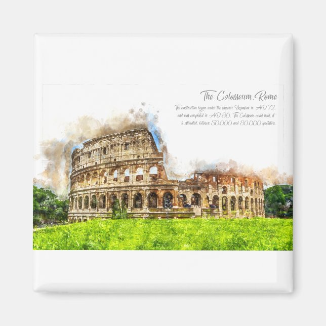 Íman Colluseum Rome Watercolor (Frente)