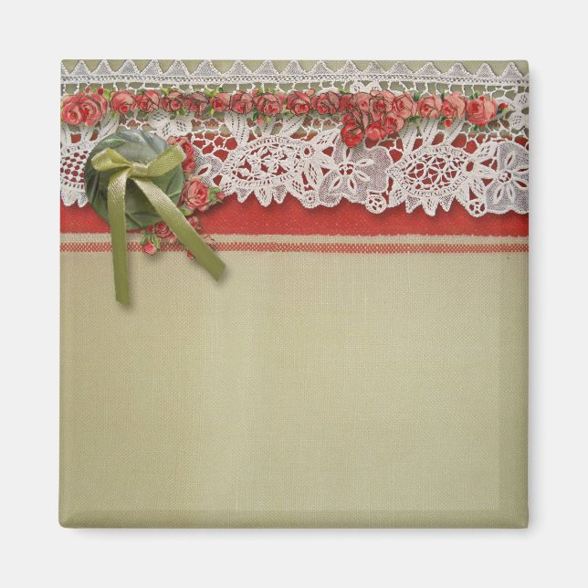 Íman Colmeia Vermelha Rústica Rústica de Rosa antigo (Frente)