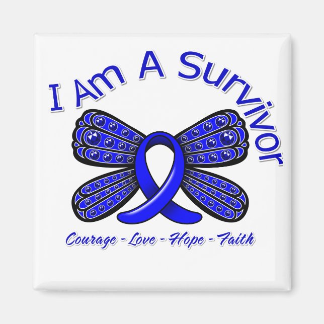 Íman Colon Cancer Butterfly Eu Sou Um Sobrevivente (Frente)
