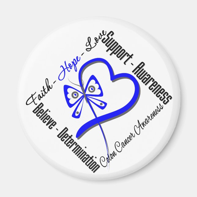 Íman Colon Cancer Faith Hope Love Butterfly (Frente)