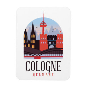 Íman Colônia Alemanha Vintage Cityscape Magnet