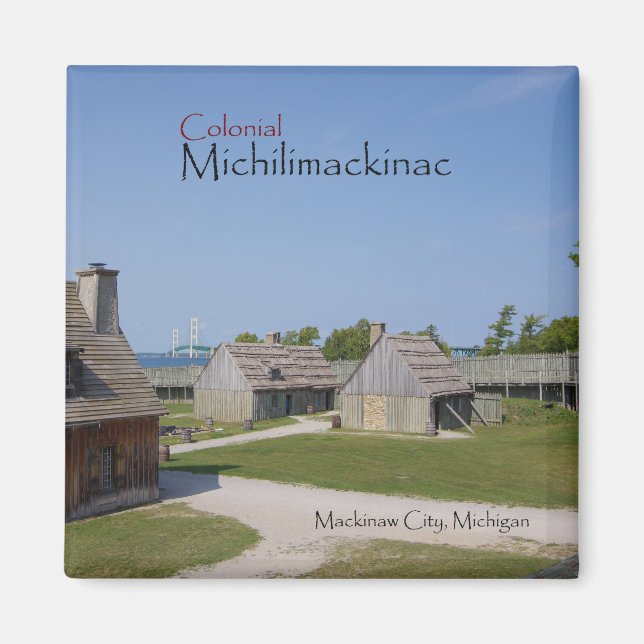 Íman Colonial Michilimackinac com ímã de ponte (Frente)