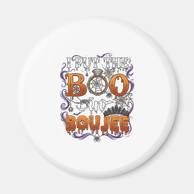Íman Coloque Boo Boujee Dia das Bruxas Anel de Diamante (Frente)
