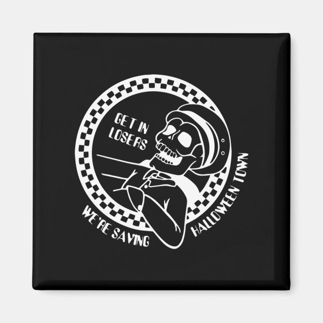 Íman Coloque-se no esqueleto de diversão de Halloween p (Frente)