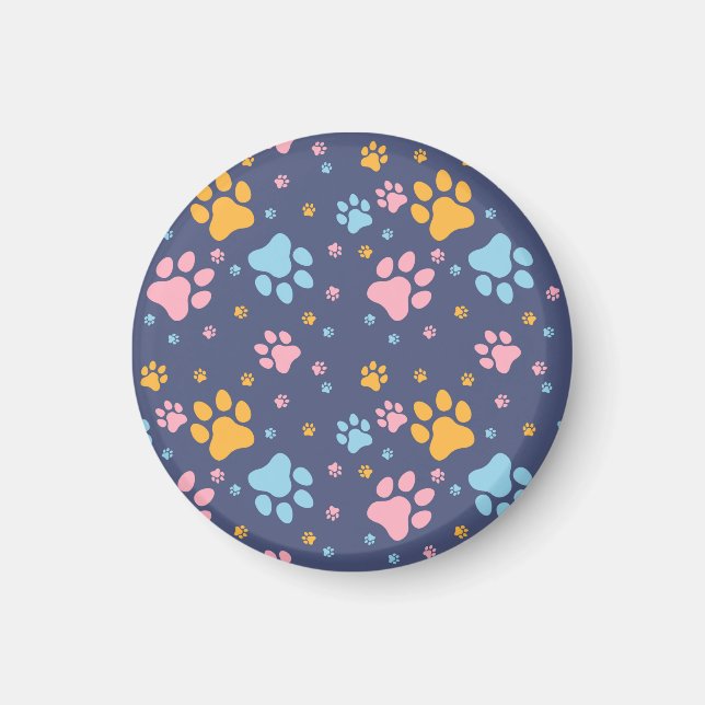 Íman Colorful Animal Paw Prints Pattern (Frente)