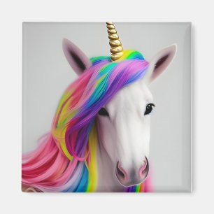 Íman Colorful Cute Unicorn Girl Rainbow Hair Magnet