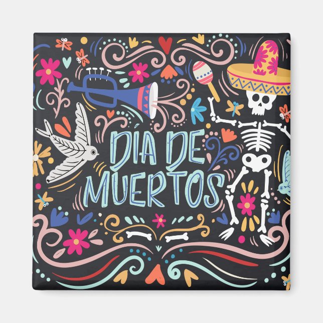 Íman Colorful Dia de los Muertos | Magnet (Frente)