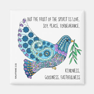 Íman Colorful Dove w Verse sobre a paz (Galatianos 5:22