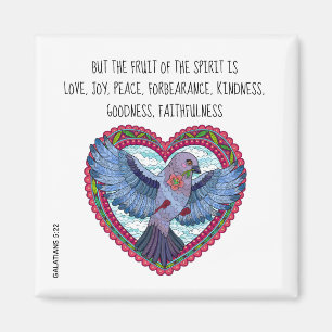 Íman Colorful Dove w Verse sobre paz (Galatianos 5:22)