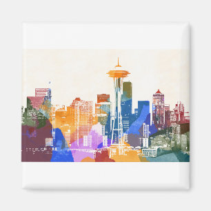 Íman Colorful Seattle Skyline