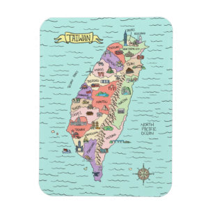 Íman Colorful Taiwan Map Photo Magnet