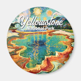 Íman Colorful Yellowstone Hot Spring Van Gogh Vintage