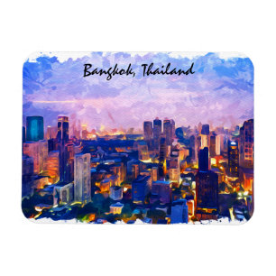 Íman Colorida Bangkok Tailândia Cityscape Watercolor