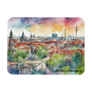 Íman Colorida Berlin Germany Skyline Watercolor