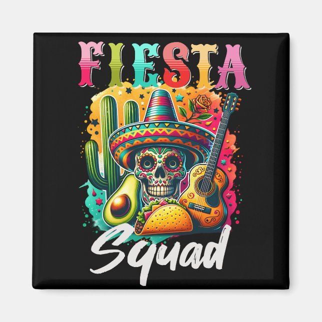 Íman Colorida Cinco de Mayo Fiesta Squad design (Frente)
