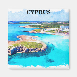 Íman Colorida Cyprus Watercolor Beach