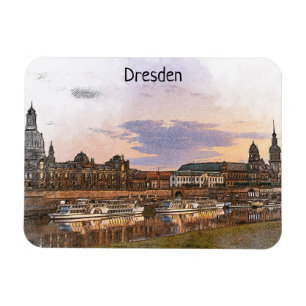 Íman Colorida Dresden Alemanha Elbe Panorama View