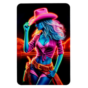 Íman Colorida garota ocidental com chapéu de cowboy ros