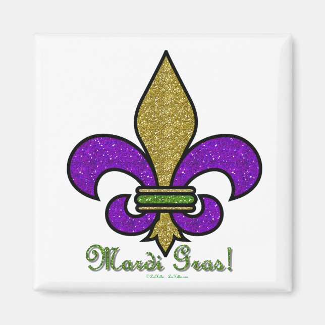Íman Colorida Mardi Gras Fleur De Lis Magnet (Frente)
