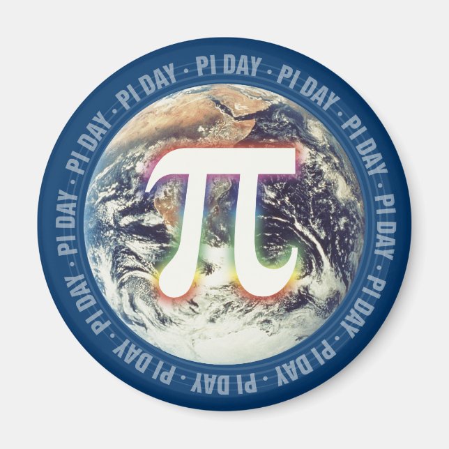 Íman Colorida Pi Day na Terra - ímã matemático (Frente)