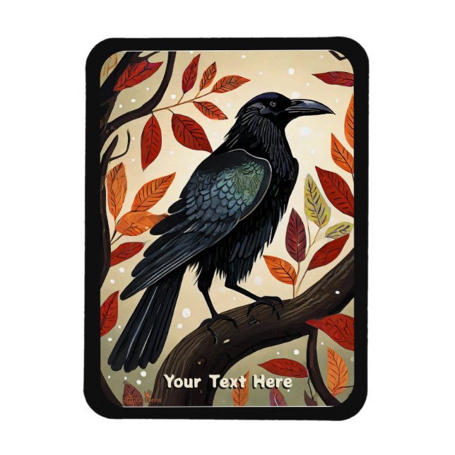 Íman Colorida Raven Empoleirada numa Árvore (Vertical)