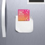 Íman Colorida, Rosa E Laranja, Salvar A Data<br><div class="desc">Este tema de casamento ousado e brilhante é uma escolha perfeita para casais que querem celebrar seu dia especial com uma vibrante e alegre ambição e expressar suas personalidades e adicionar um toque único ao evento. O uso de cores ousadas e brilhantes como a cor-de-rosa fuchsia e a laranja queimada...</div>