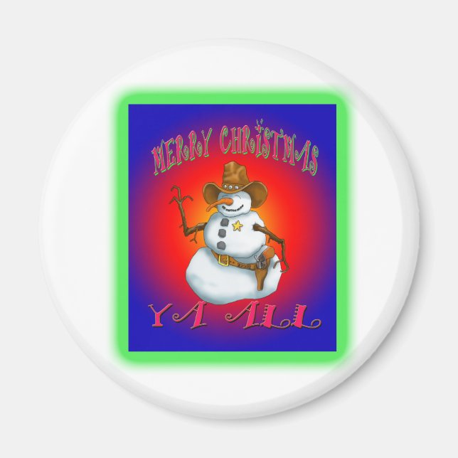 Íman Colorida Snowman design Western Howdy (Frente)