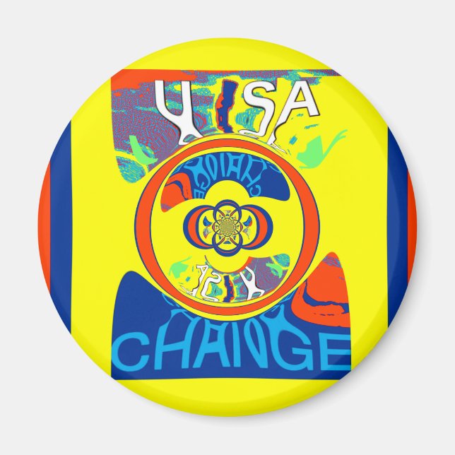 Íman Colorida USA Change: Uma Design festiva (Frente)