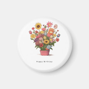 Íman Colorido buquê de flores magnéticas de aniversário
