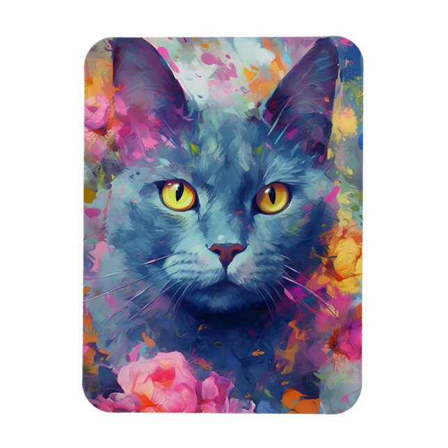 Íman Colorido gato azul russo (Vertical)