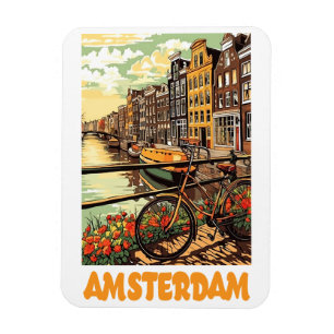Íman Colorido Vintage Amsterdam Holanda Canal Cidade