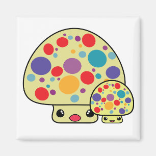 Íman Coloridos Cogumelos Kawaii Manchados Fofos
