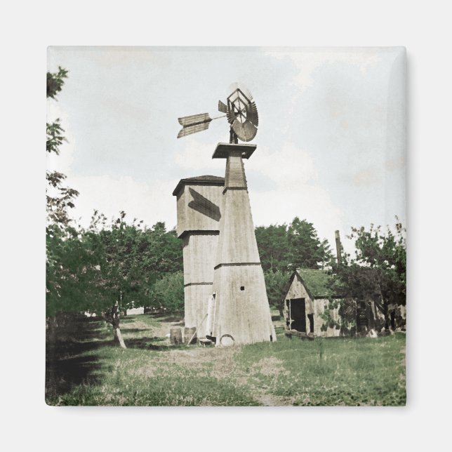 Íman Colorsplash Watercolor da Fazenda Rural de 1890 (Frente)