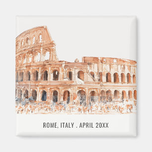 Íman Colosseum Roma Itália Watercolor Viagem italiano