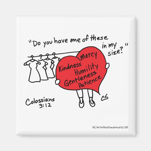 Íman Colóssios 3:12 Magnetos do Coração Vermelho (Frente)