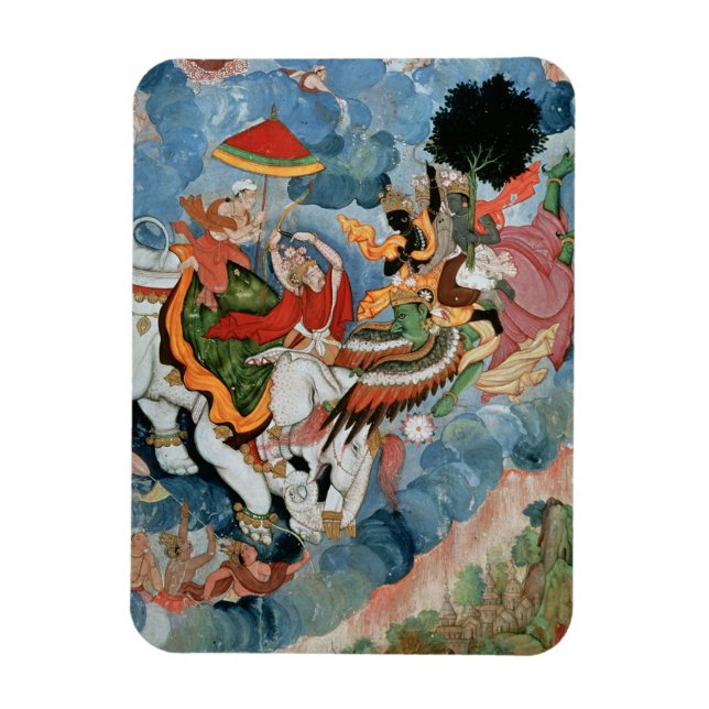 Íman Combate de Krishna com Indra, c.1590 (Vertical)