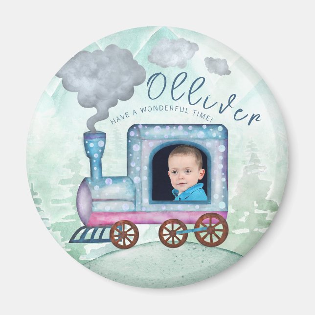 Íman Comboio Aniversário Chugga Chugga Duas Fotos (Frente)